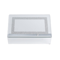 Boîte de rangement en verre rectangulaire pour cosmétiques, support de rangement de bureau, seau à pinceaux de maquillage, chambre à coucher, simple, rouge à lèvres, bijoux