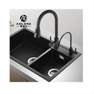 Évier de cuisine commercial de luxe moderne chaud anti-rayures double cuvette forme carrée composite granit monotrou caractéristique robinet - Product Image 6