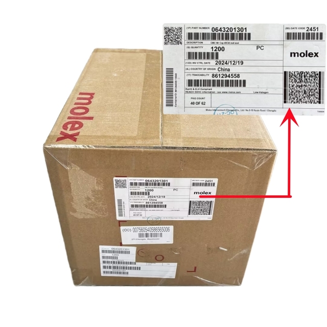 Original CMC Wire Housing MOLEX 643201301 Receptacle Mat Sealed for 48 Pin Crimp Black Shell