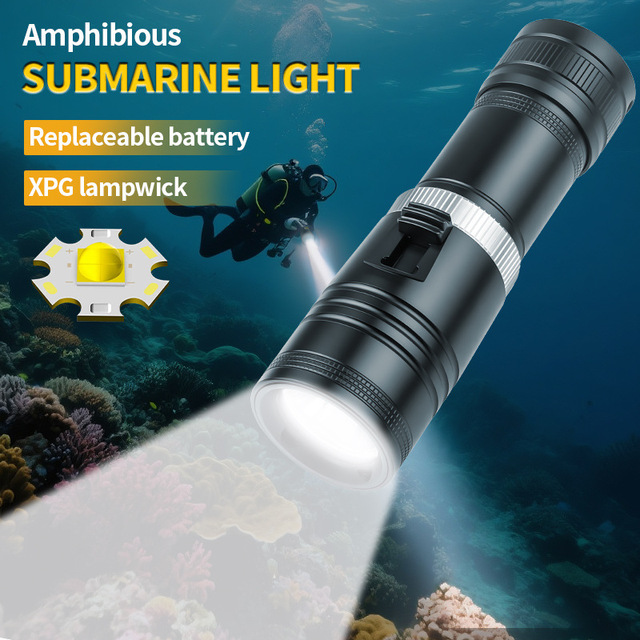 Professional XPG LED Diving Flashlight 30M Underwater 800LM Scuba Dive Torch IPX8 Waterproof Rating Rechargeable Diving Light