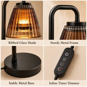 Lampe de table vintage à intensité variable pour chauffe-cire et diffuseur d'arômes, compatible avec les prises USA/AU/EU/UK - Product Image 3