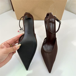 All'ingrosso ZA estate nuove <span class=keywords><strong>scarpe</strong></span> da donna nero burlone <span class=keywords><strong>tacco</strong></span> alto a punta <span class=keywords><strong>con</strong></span> tacchi alti a punta stretta. - Product Image 2