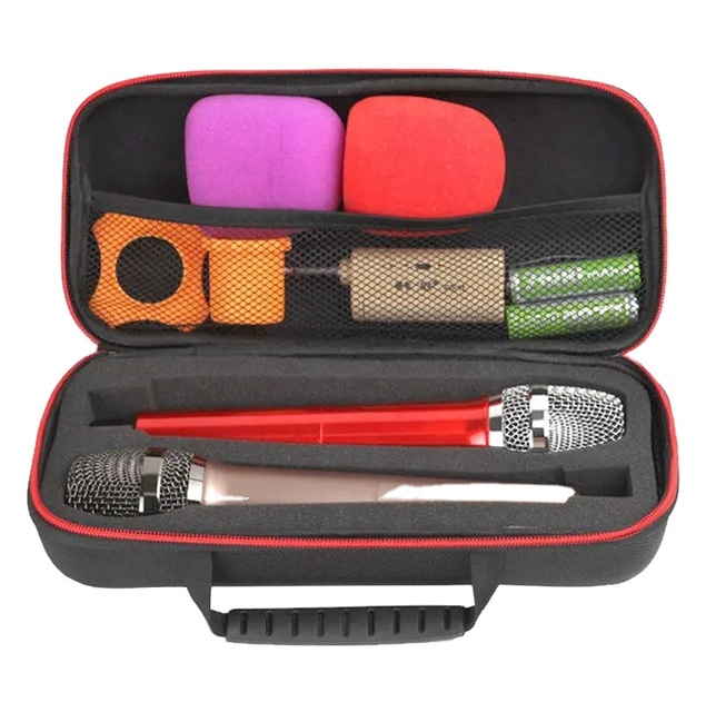 Handheld Wireless Microphone Shockproof Protective EVA Shell Storage Case with Zipper Closure Soft Foam Accessory Case