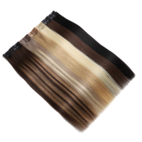 Extensions de cheveux 100% Remy naturels pour cheveux fins et fragiles, faciles à poser, double épaisseur, 22 pouces, tête complète, gris argenté, avec trame en PU, à clipser