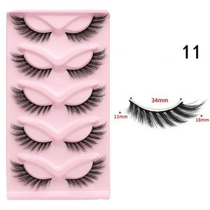 5 paires de cils d'oeil de chat personnalisés Faux cils de vison longs cils de <span class=keywords><strong>manga</strong></span> naturels cils allongés à la fin des yeux ailés faux cils maquillage - Product Image 4