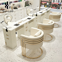 Ensemble table et chaise de manucure moderne en bois blanc et métal, table de salon de beauté de luxe pour une seule personne, durable et écologique