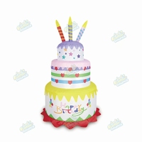 Décoration de gâteau d'anniversaire gonflable commerciale avec lumières LED imprimées, pour extérieur, jardin, pelouse, fête, festival, accessoire de décoration 6 pieds