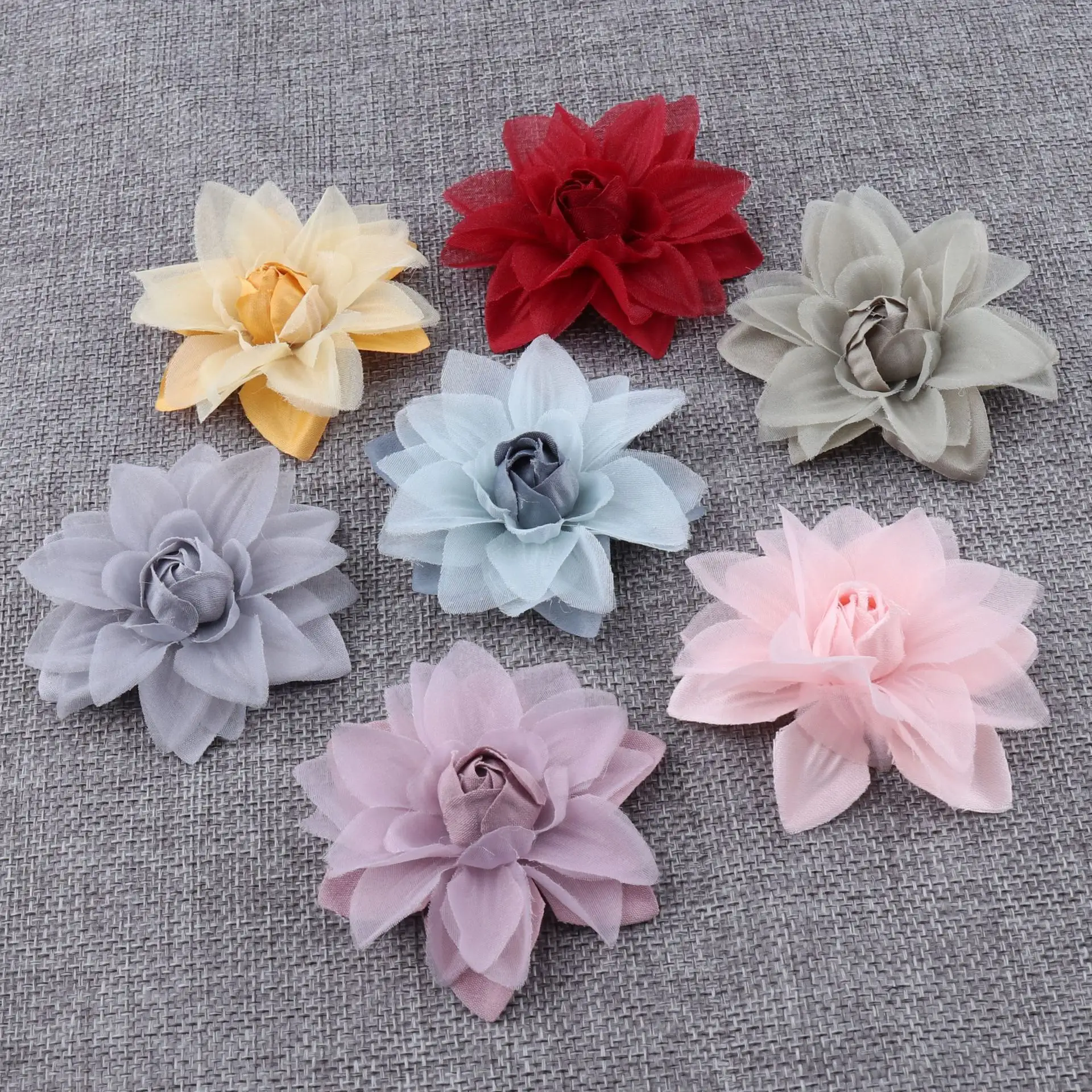 6.5CM kain imitasi pembuat bunga kain sutra kerah bunga jepit rambut buatan tangan kain jepit rambut bunga perhiasan