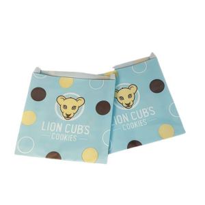 Sacs en papier alimentaire bleus et blancs personnalisés avec logo imprimé, en papier ciré, pour emballage de beignets, pains, croissants et biscuits - Product Image 5