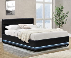 Mueble de dormitorio de diseño moderno, cama de sofá de cuero con elevador de <span class=keywords><strong>Gas</strong></span> y LED, tamaño doble - Product Image 3