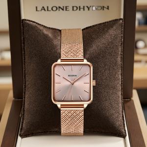 Reloj de Cuarzo para Mujer, Diseño Minimalista Cuadrado, Geneva Montre Dame, con Correa de Acero Inoxidable y Caja de Aleación, Nuevas Tendencias 2025 - Product Image 3