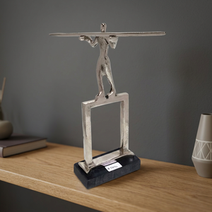 High Quality Demand Modern Silver <b>Figurative</b> Sculpture Handmade Artistic Tabletop Decor for Living Room Jaffs Exports Aluminium - Product Image 3