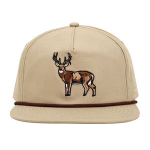 OEM <b>Flat</b> Embroidery Duck Camp Outdoor Sports <b>Hat</b> Rope <b>Cap</b> Unstructured 5 Panel <b>Flat</b> Brim with Rope Snapback Baseball <b>Cap</b> - Product Image 1