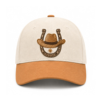 Casquette de baseball ToughRhino personnalisée style western vintage, broderie taureau, style cowboy ranch, 6 panneaux structurés en daim, fermeture snapback
