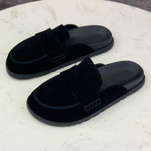 Pantuflas de Diseño de Lujo 2025, de Cuero Genuino, Punta Cerrada, Suela Gruesa, Estilo de Tacón Alto, para Uso Casual en el Hogar, Interior y Exterior - Product Image 3