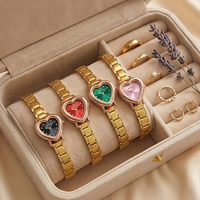 Montre à breloques italienne en forme de cœur pour femme, cadran en strass, montre-bracelet à quartz, bracelet en acier inoxydable, module italien