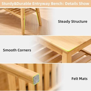 Indoor Bamboo <strong>Dining</strong> <strong>Bench</strong> <strong>Storage</strong> <strong>Bench</strong> for Entryway Compact Design Saves Space Ideal for Home Kitchen Living Room Use - Product Image 3