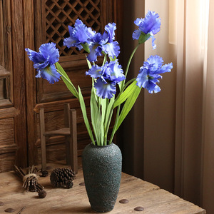 Zuoyi-Tela de seda artificial de 14cm de diámetro, flor de Orquídea y vainilla, flores de tacto real, <span class=keywords><strong>Iris</strong></span> para el hogar - Product Image 1