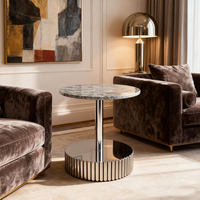 Mesa de centro de lujo personalizada para sala de estar, mesa de centro lateral con patas de Metal y mármol minimalista italiano moderno