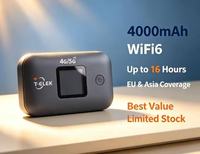 Routeur mobile sans fil T-elek TM96 OEM/ODM 4G LTE CAT4, modems double bande, batterie 3000 mAh avec emplacement pour carte SIM, WiFi externe 300 Mbps