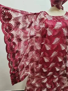 L7632 Vêtements pour femmes africaines Dashiki Abaya Robes longues de soirée élégantes et amples + Jupe intérieure et écharpe 3 tailles libres - Product Image 2
