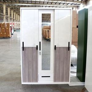 Armoire coulissante moderne <span class=keywords><strong>à</strong></span> 3 portes en acier, penderie métallique imprimée pour chambre <span class=keywords><strong>à</strong></span> coucher et maison, fabrication chinoise - Product Image 2