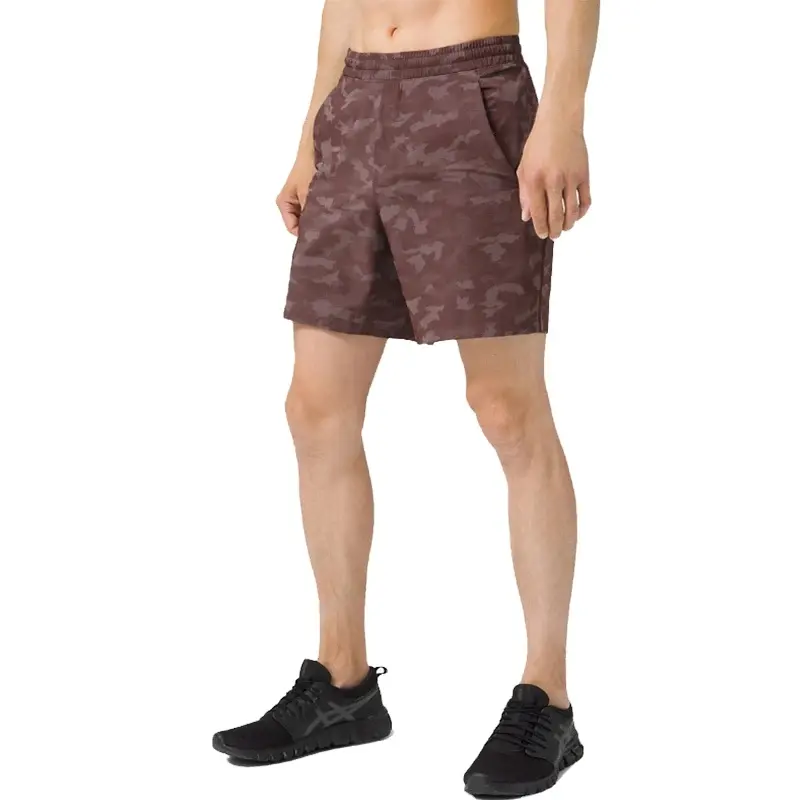 Shorts de moda de corrida por atacado com cordão personalizado para homens e mulheres, shorts esportivos camuflados