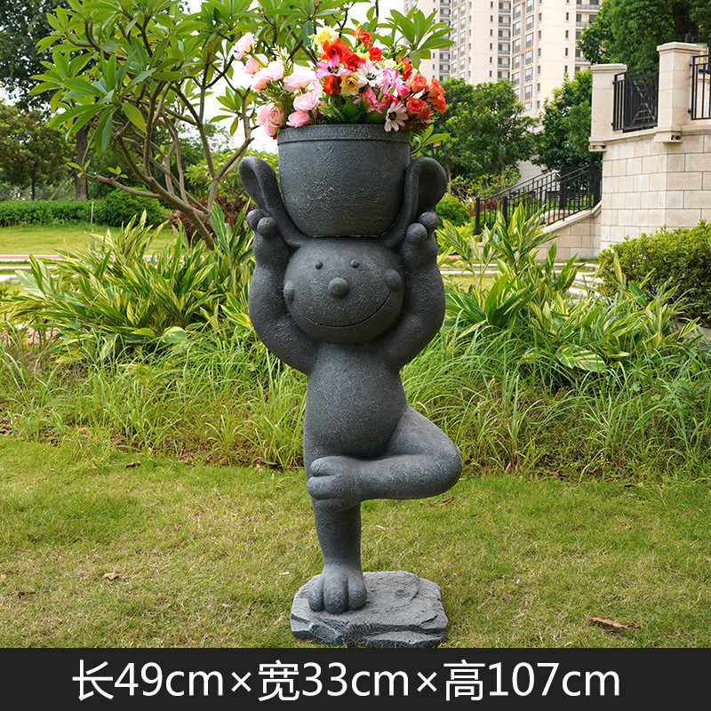 107 Yoga Rabbit Flower Pot 49X33X107CM