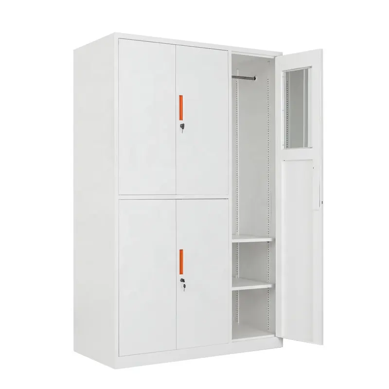 Cheap Price Wide Frame White 5 Door Almirah Furniture Wardrobe Metal Steel Locker for Home Office