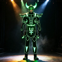 Costume d'armure lumineuse futuriste néon LED « Bull Demon Warrior » pour festival de musique EDM, club, défilé de rue, performance de cosplay
