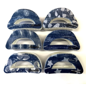 Fermaglio per capelli a forma di D in denim da 9 cm, accessorio per capelli alla moda per donna - Product Image 1