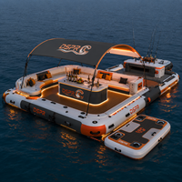Dock de loisirs gonflable Marina avec auvent pare-soleil, porte-gobelets et banquette pour fête aquatique latérale de bateau