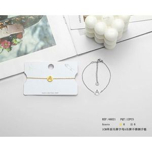Bracciale in Acciaio Inossidabile con Lettera A, Catena Moda con Targhetta Singola da 1 cm, Gioielli - Product Image 1