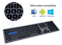 Clavier sans fil Bluetooth en aluminium AZERTY ergonomique, clavier coréen pleine taille rétroéclairé Bluetooth en aluminium