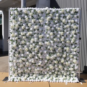 Mur de fleurs dégradé rouge à rose, panneau floral mixte, style romantique pour toile de fond de mariage et d'événements nuptiaux - Product Image 3