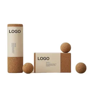 Custom Logo High Quality Massage Roller Block Set Cork Yoga Ball Wholesale Cork Yoga Block