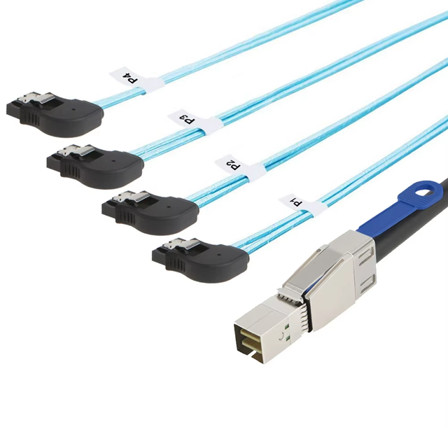 Mini SAS HD SFF-8644 to 4Port SATA 7Pin Breakout Cable 0.5M 12Gbps External Server SAS Storage Cable