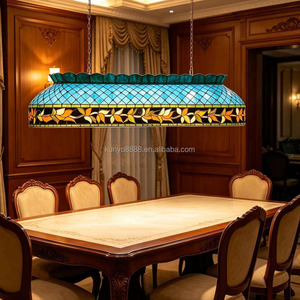 Lámpara Colgante de Vidrio Estilo Tiffany de 55 Pulgadas, Lámpara de Techo Lineal Europea para Mesa de Comedor Larga e Isla de Cocina - Product Image 1