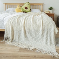 Rétro personnalisé diamant grille laine tricoté couverture canapé couverture drapée serviette fin de lit serviette couverture jeter couverture