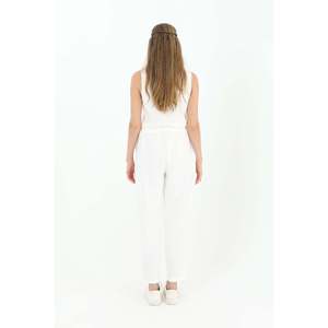 <span class=keywords><strong>Pantaloni</strong></span> da Donna Puane con Cintura, Vestibilità a Carota, Vita Alta, Casual, Color Ecru, per Ufficio e Streetwear, Comodi ed Eleganti - Product Image 3