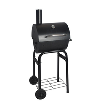 Barbecue à charbon de bois SEJR en acier avec finition chromée et table latérale