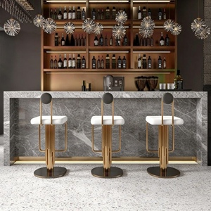 Conjunto de Mesa de <span class=keywords><strong>Bar</strong></span> con Encimera de Mármol - Lujo Moderno con Iluminación LED y Estantes de Almacenamiento para <span class=keywords><strong>Bar</strong></span> en Casa, Hotel/Villa, Interior Comercial - Product Image 6