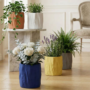 Mini <span class=keywords><strong>pot</strong></span> <span class=keywords><strong>en</strong></span> béton texturé effet froissé Wabi-Sabi fait main, couleur et logo personnalisables, pour succulentes et oxalis de bureau - Product Image 5