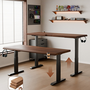 Scrivania Elettrica Regolabile in Altezza in Legno Massello di Gomma, Scrivania Ergonomica Sit-Stand con Motore Singolo per Casa e Ufficio - Product Image 1