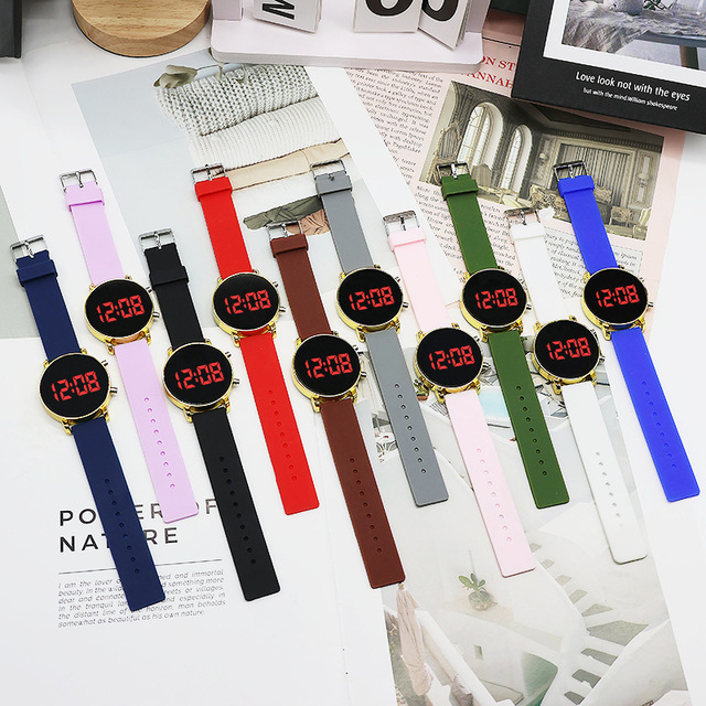 Fashion Led Digital Watches Women Men Casual Luxury Sports Electronic Watches Red Light Alloy Silicone Watches