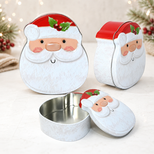 Ready to Ship Santa Claus Shaped Christmas <b>Tin</b> Can Cookie <b>Tin</b> Container for Holiday Candy <b>Chocolate</b> Storage Gift Packaging - Product Image 1