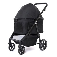 Poussette pliable légère en métal pour animaux de compagnie (chats et chiens) – Conception 4 roues toutes saisons, capacité 30 kg, compatibilité universelle avec les véhicules