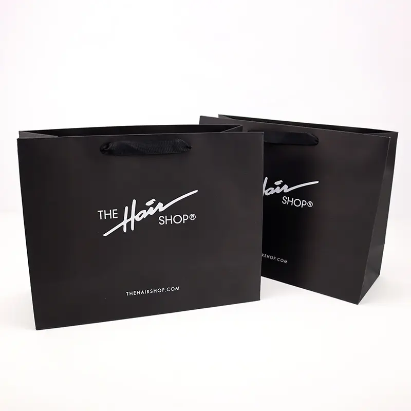 Customized Brand printed Logo Luxury Boutique Shopping Paper Gift Bags for hair shop