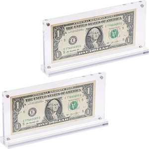Vitrine de présentation de devises en acrylique transparent au design moderne, taille personnalisée, cadre pour billets de banque, montage facile pour la décoration de bureau à domicile, billets/photographies - Product Image 1