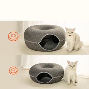 <span class=keywords><strong>Cama</strong></span> para Gatos, Cueva, <span class=keywords><strong>Nido</strong></span>, Duradera, de Fieltro, Redonda, Tipo Donut, Túnel para Gatos - Product Image 3